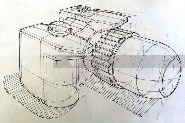 手绘单反相机线稿——工业设计产品手绘 (内含作画视频)